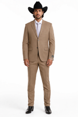 Bolzano Men's 2 Button 100% Polyester Fully Lined Dress Suit Modern Fit