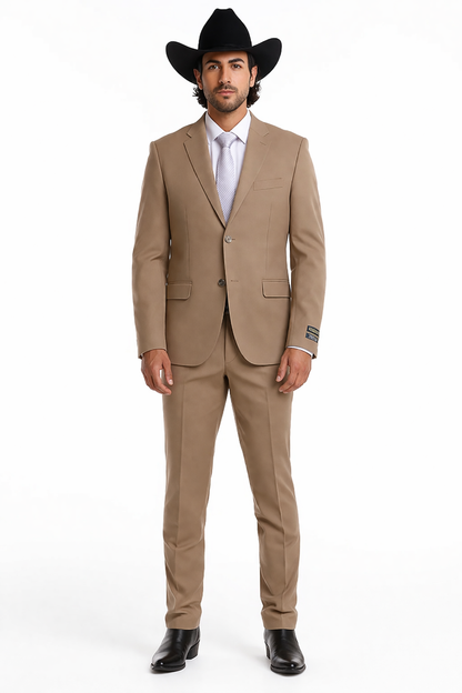 Bolzano Men's 2 Button 100% Polyester Fully Lined Dress Suit Modern Fit