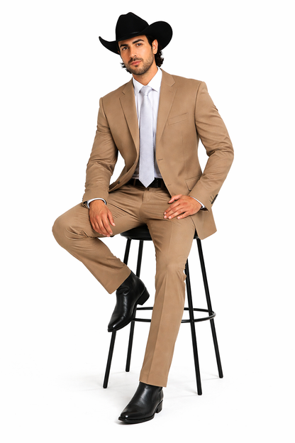 Bolzano Men's 2 Button 100% Polyester Fully Lined Dress Suit Modern Fit