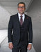 Statement Men's 100% Wool Pinstripe 3 Piece Suit - Peak Lapel