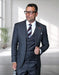 Statement Men's 100% Wool Pinstripe 3 Piece Suit - Peak Lapel