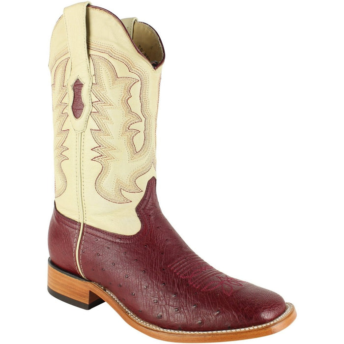Botas de Avestruz Pata con Venado Horma Amplia LAB