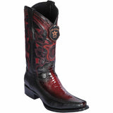 Botas de Avestruz Pata con Venado Horma Europea Color Vino LAB