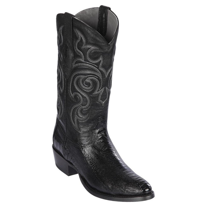 Botas de Pata de Avestruz Punta Oval Color Negro