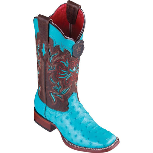 Botas de Avestruz Original en Punta Cuadrada para Dama
