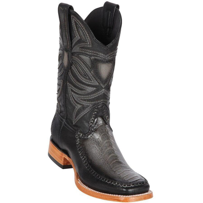 Botas de Avestruz Pata con Venado Horma Amplia LAB