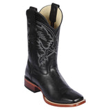 Botas de Cuero Pull Up Punta Cuadrada Ancha
