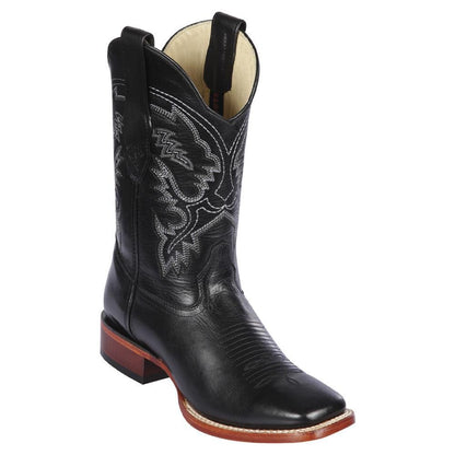 Botas de Cuero Pull Up Punta Cuadrada Ancha