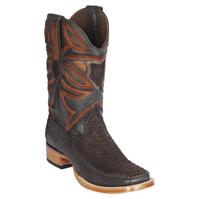 Botas de Piton Original con Venado Horma Cuadrada Ancha LAB