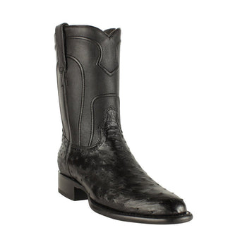 Botas de Avestruz Original Horma Roper Color Negro LAB