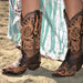 Botas Altas de Cuero Cincelado Original para Mujer Horma Punta Recortada