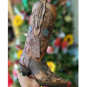 Botas Altas de Cuero Cincelado Original para Mujer Horma Punta Recortada - Image 2