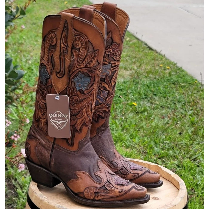 Botas Altas de Cuero Cincelado Original para Mujer Horma Punta Recortada - Image 5
