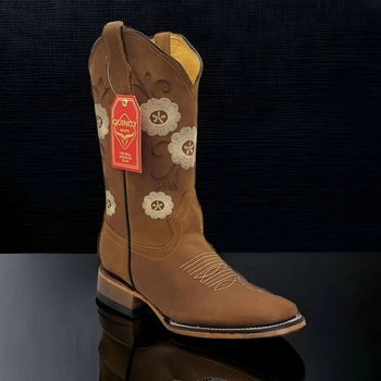 Botas Altas de Cuero con Flores para Mujer en Horma Rodeo - Image 5