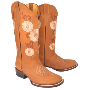 Botas Altas de Cuero con Flores para Mujer en Horma Rodeo - Image 8