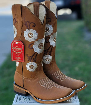 Botas Altas de Cuero con Flores para Mujer en Horma Rodeo - Image 3