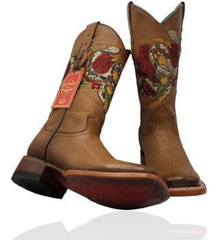 Botas Altas de Cuero con Flores para Mujer en Horma Rodeo - Image 4