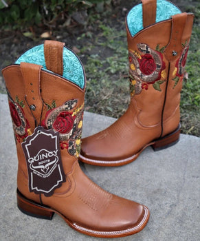 Botas Altas de Cuero con Flores para Mujer en Horma Rodeo - Image 10
