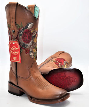 Botas Altas de Cuero con Flores para Mujer en Horma Rodeo - Image 2