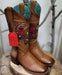 Botas Altas de Cuero con Flores para Mujer en Horma Rodeo