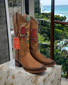 Botas Altas de Cuero con Flores para Mujer en Horma Rodeo - Image 11
