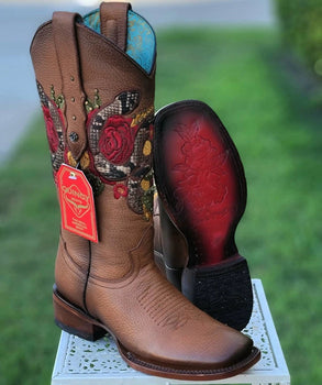 Botas Altas de Cuero con Flores para Mujer en Horma Rodeo - Image 6