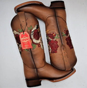 Botas Altas de Cuero con Flores para Mujer en Horma Rodeo - Image 12