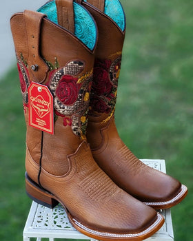 Botas Altas de Cuero con Flores para Mujer en Horma Rodeo - Image 7
