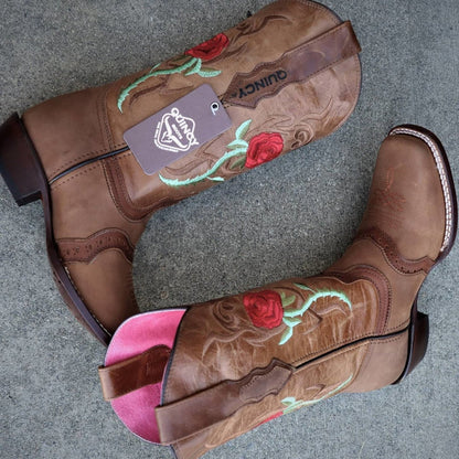 Botas Altas de Cuero Crazy con Rosas para Mujer en Horma Rodeo - Image 2
