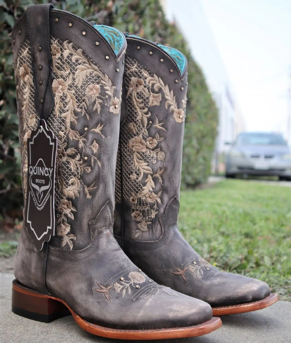 Botas de Cuero Lijado para Mujer en Horma Rodeo Color Choco