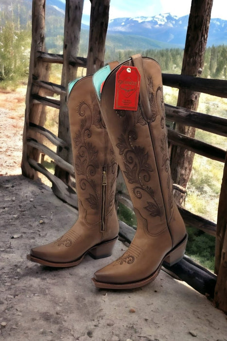 Botas Altas de Cuero Original para Mujer Color Miel - Image 3