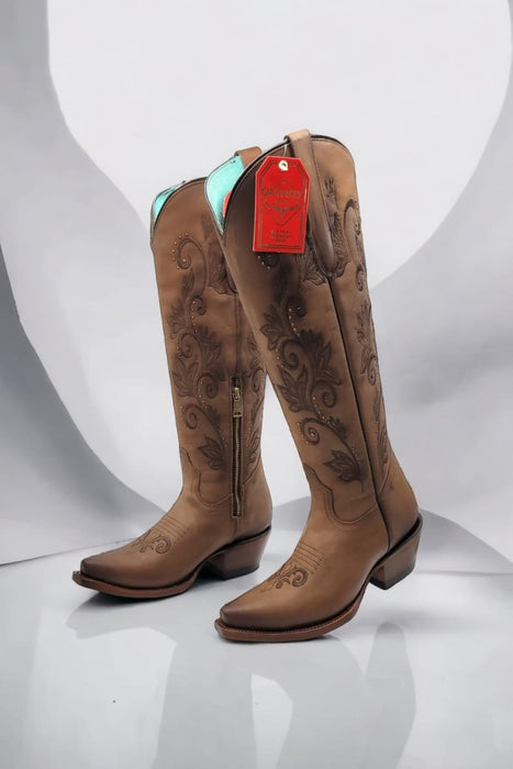 Botas Altas de Cuero Original para Mujer Color Miel - Image 2