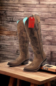 Botas Altas de Cuero Original para Mujer Color Miel