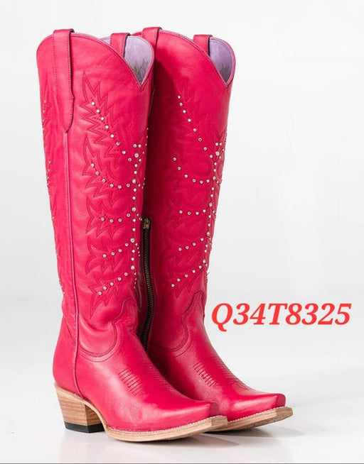Botas Altas de Cuero Original para Mujer Color Rojo