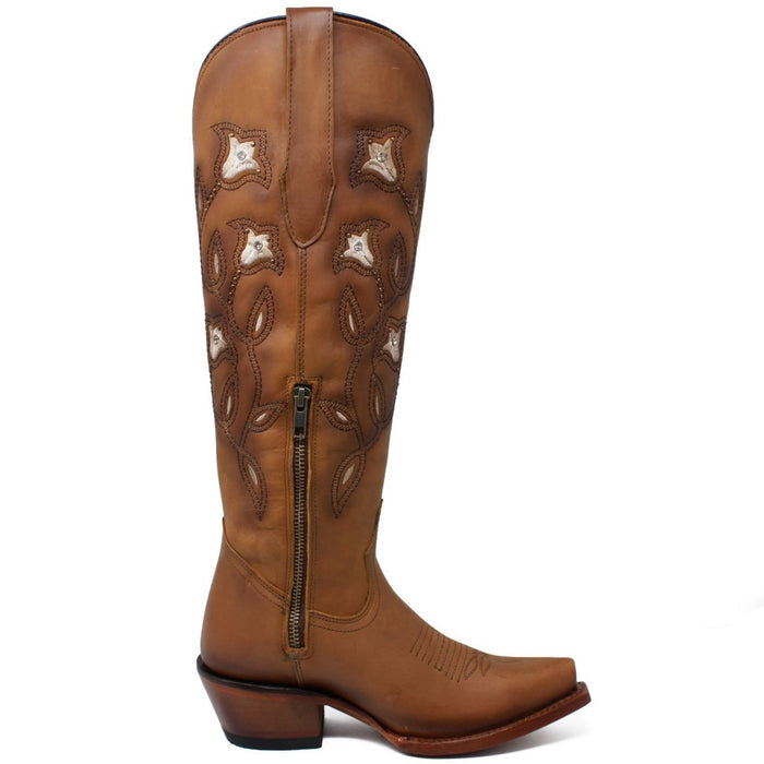 Botas Altas de Cuero Original para Mujer Color Tan - Image 3