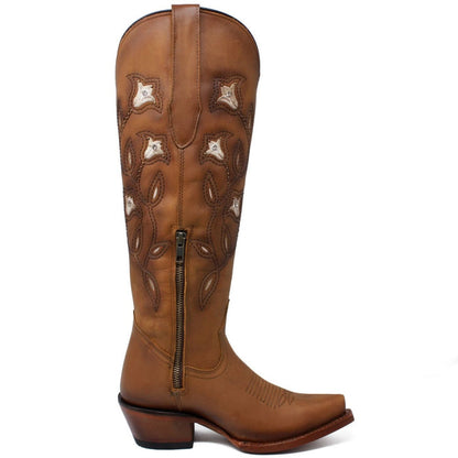 Botas Altas de Cuero Original para Mujer Color Tan - Image 3