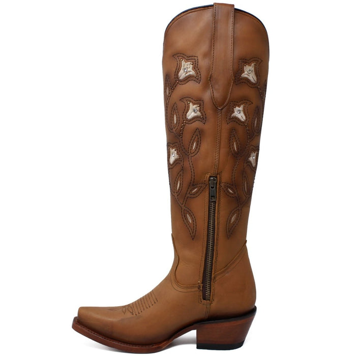 Botas Altas de Cuero Original para Mujer Color Tan - Image 4