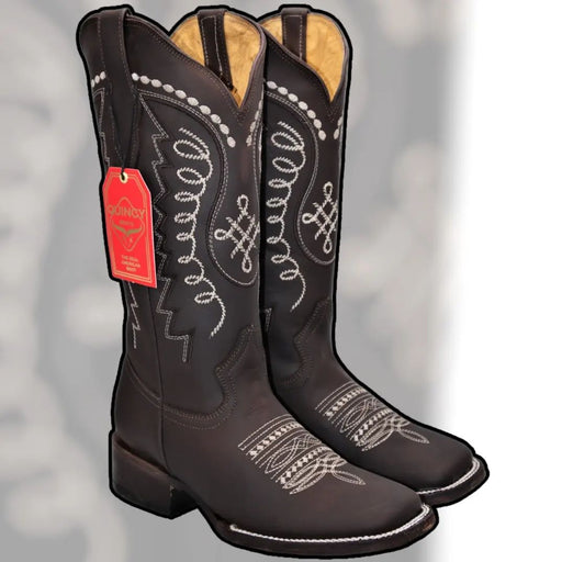 Botas Altas de Cuero Original para Mujer en Horma Rodeo Chocolate Q322N6294