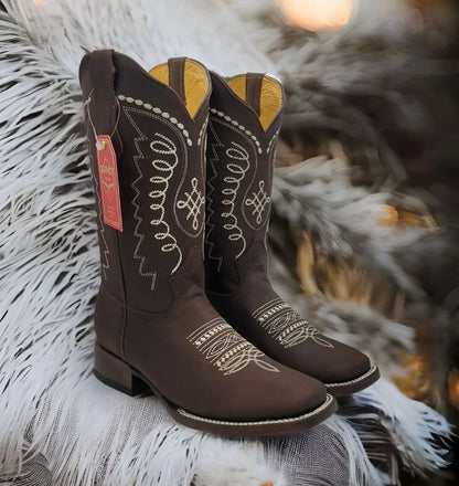 Botas Altas de Cuero Original para Mujer en Horma Rodeo Chocolate Q322N6294 - Image 5