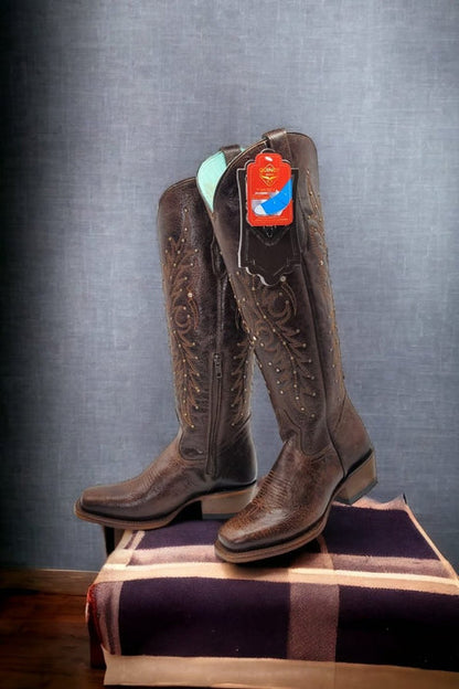 Botas Altas de Cuero para Mujer en Horma Rodeo Cafe - Image 2