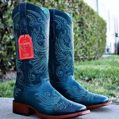 Botas de Cuero Volcano para Mujer en Horma Rodeo Color Turquesa - Image 2