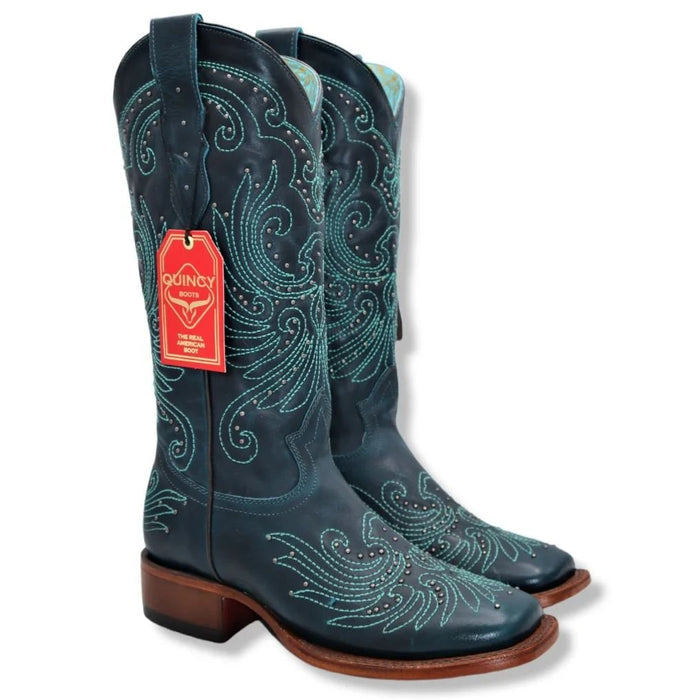 Botas de Cuero Volcano para Mujer en Horma Rodeo Color Turquesa
