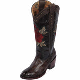 Botas de Piton Grabado para Mujer en Punta Oval