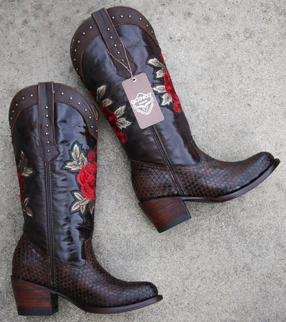 Botas de Piton Grabado para Mujer en Punta Oval - Image 6