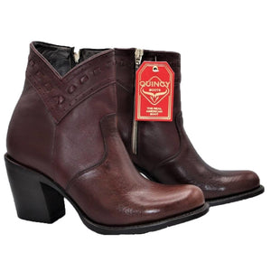 Botas Cortas de Piel de Borrego para Mujer en Horma Oval Color Vino - Image 2