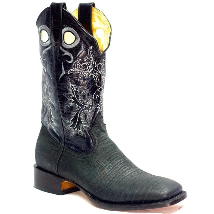 Botas de Armadillo Grabado Horma Rodeo Cuadrada Color Negro