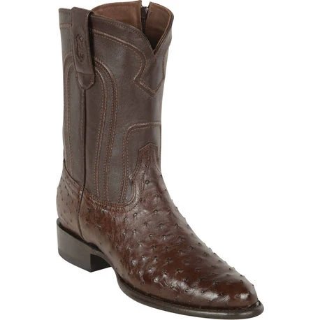 Botas de Avestruz Original Horma Roper con Zipper Color Black Cherry