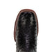 Botas de Avestruz Original Punta Cuadrada Ancha Color Negro