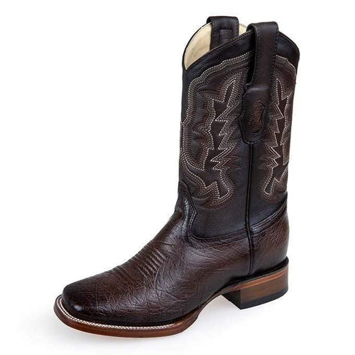 Botas de Avestruz Panza Suave Horma Cuadrada Ancha Cafe LAB