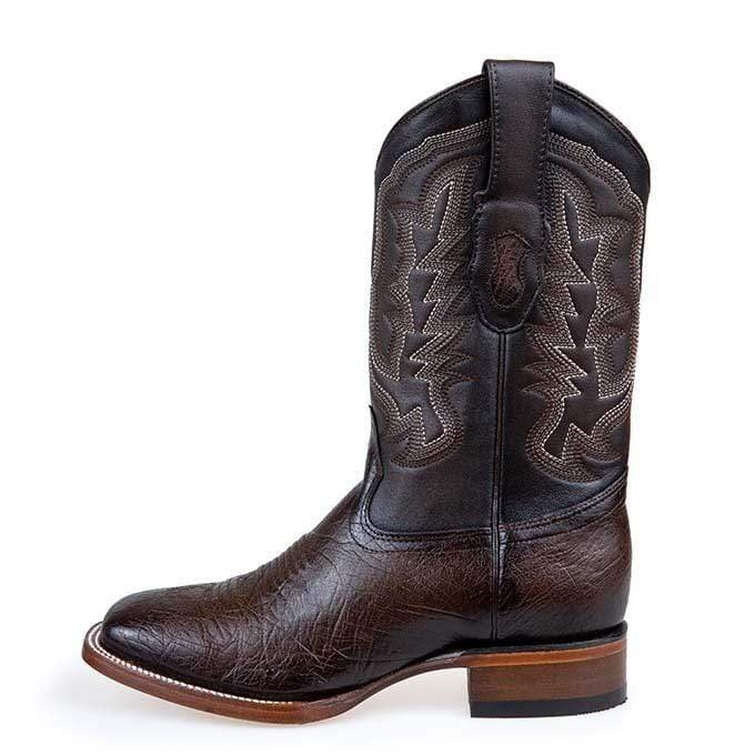 Botas de Avestruz Panza Suave Horma Cuadrada Ancha Cafe LAB